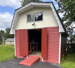 Motion light installed on above the shed doors.